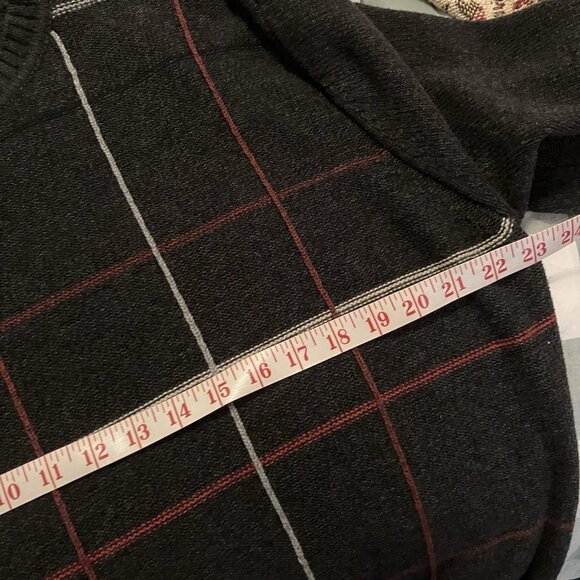 Vintage Geoffrey Beene Sweater Mens XL Grandpa Cotton Grid Check Pullover - Picture 5 of 6